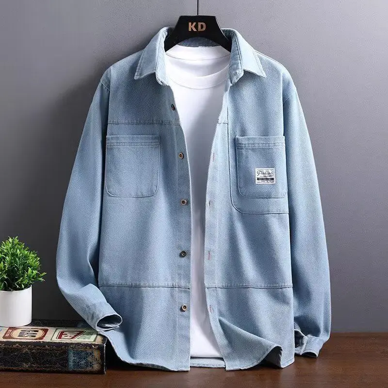 

Новая мужская повседневная свободная универсальная верхняя одежда irt Autumn Faion, длинный кардиган-стойка с откидным воротником против морщин, открытый кардиган