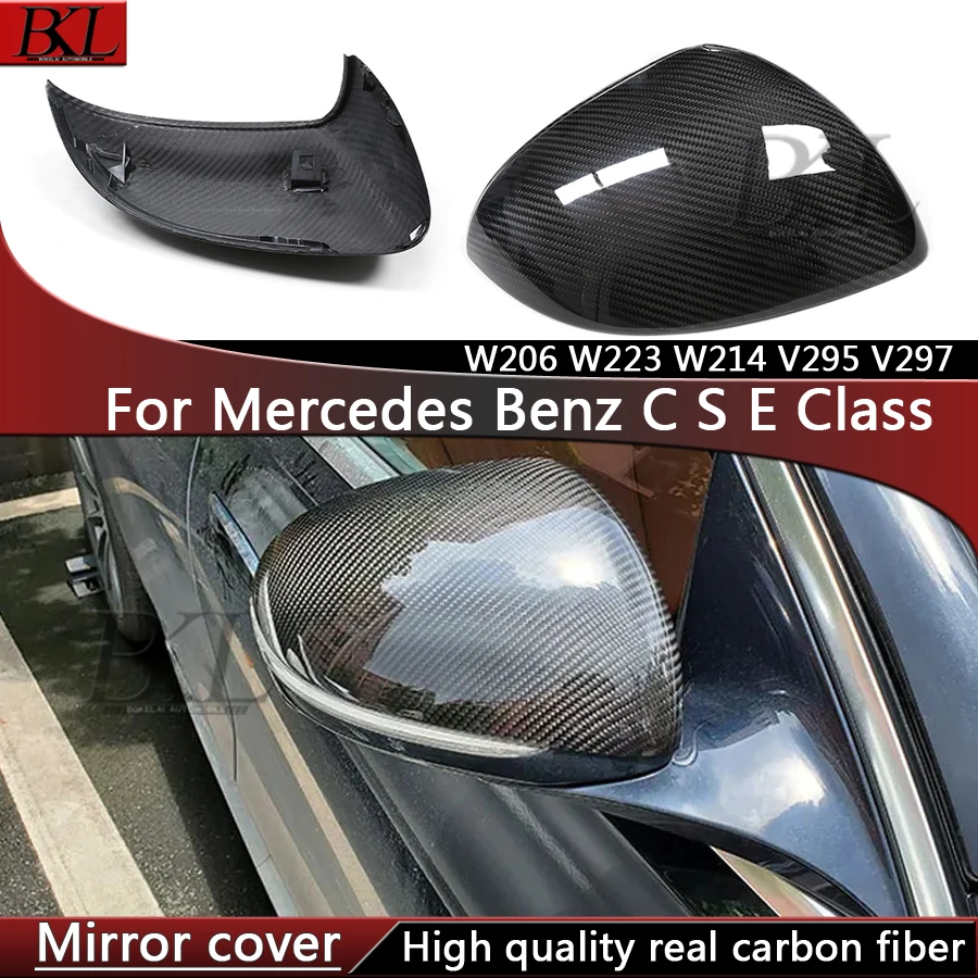 

For Mercedes Benz C S E Class W206 W223 W214 V295 V297 Upgrade Shells Rearview Cap Dry Carbon fiber rear view mirror case cover