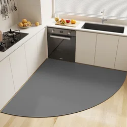 Absorbent Corner Kitchen Floor Mat Long Fan Diatomite Kitchen Rug Soft Washable Carpets Anti Slip Bathroom Entrance Doormat