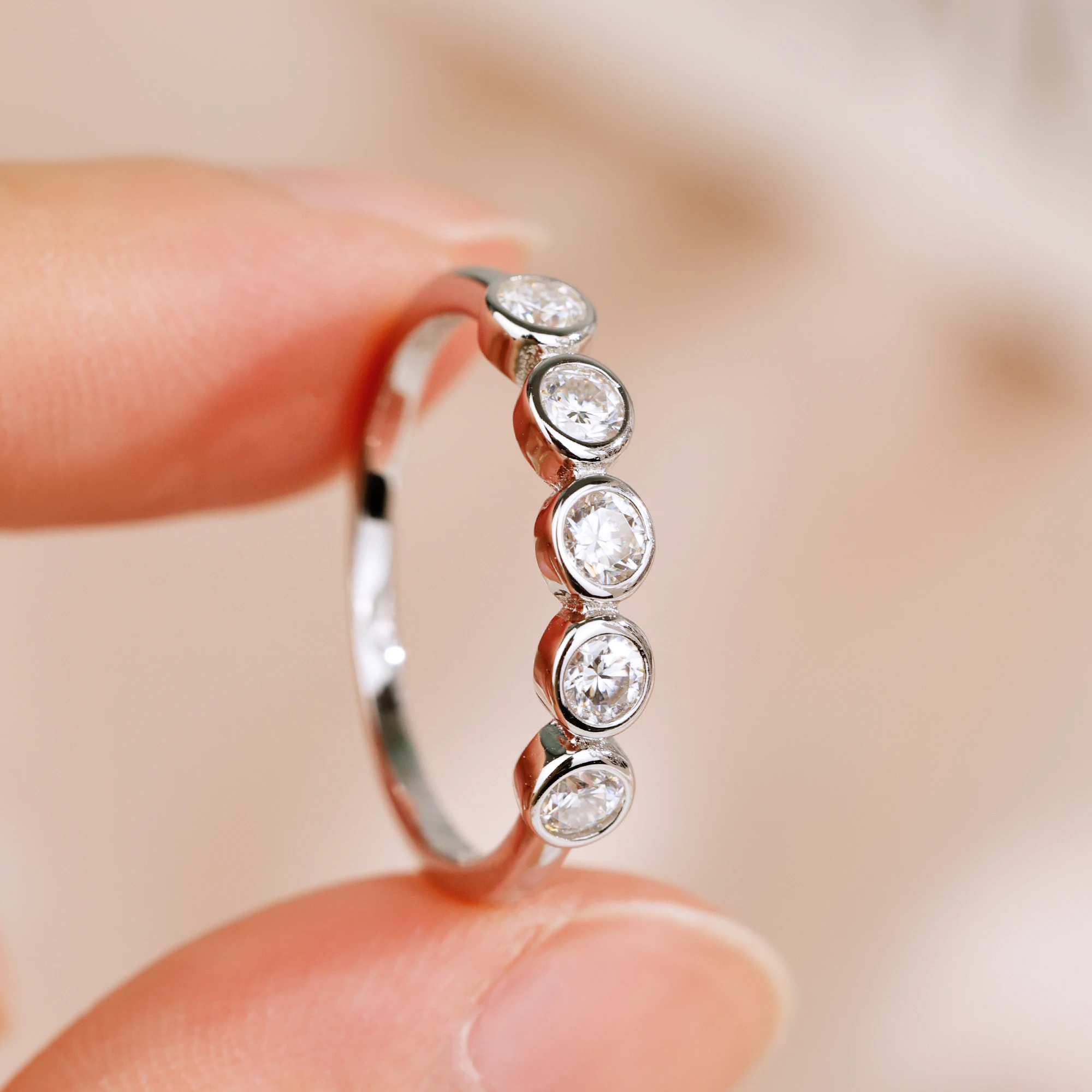 

Кольцо с муассанитом и водяным пузырем 0,5 карата S925, посеребренное белое золото 18 карат для женщин, подарки