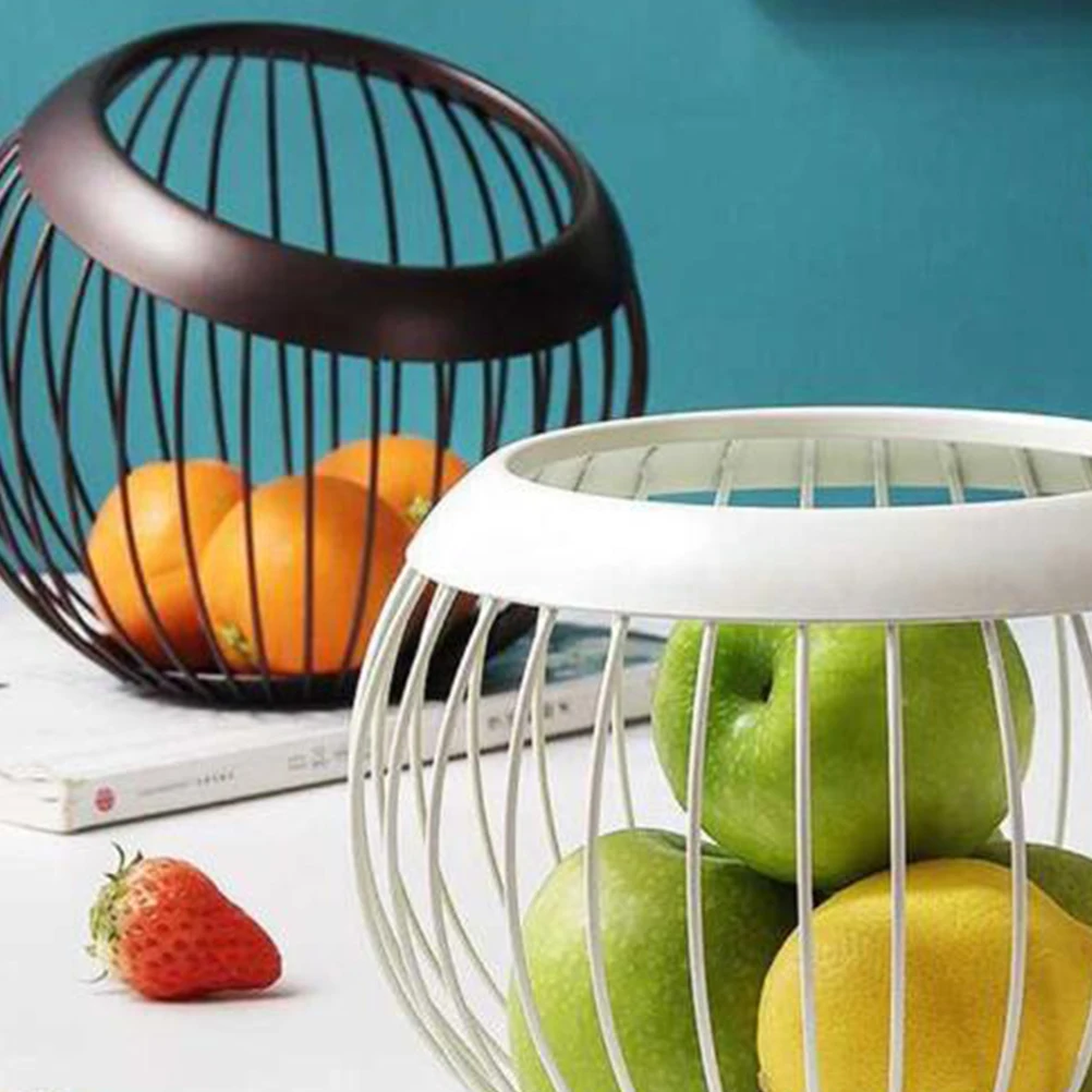 سلة تخزين الفاكهة الحديدية ذات سعة كبيرة وتصميم مجوف للمطبخ وصينية تصريف الخضروات لخبز الموز والبرتقالي والتفاح