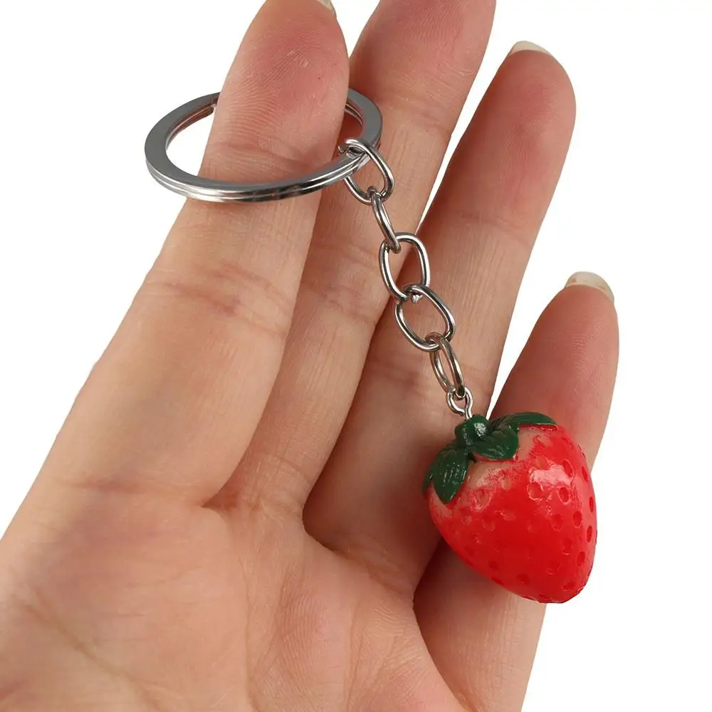 

Simulation Fruit Strawberry Keychain Handmade Resin Strawberry Simulation Fruit Keychains Creative Cute