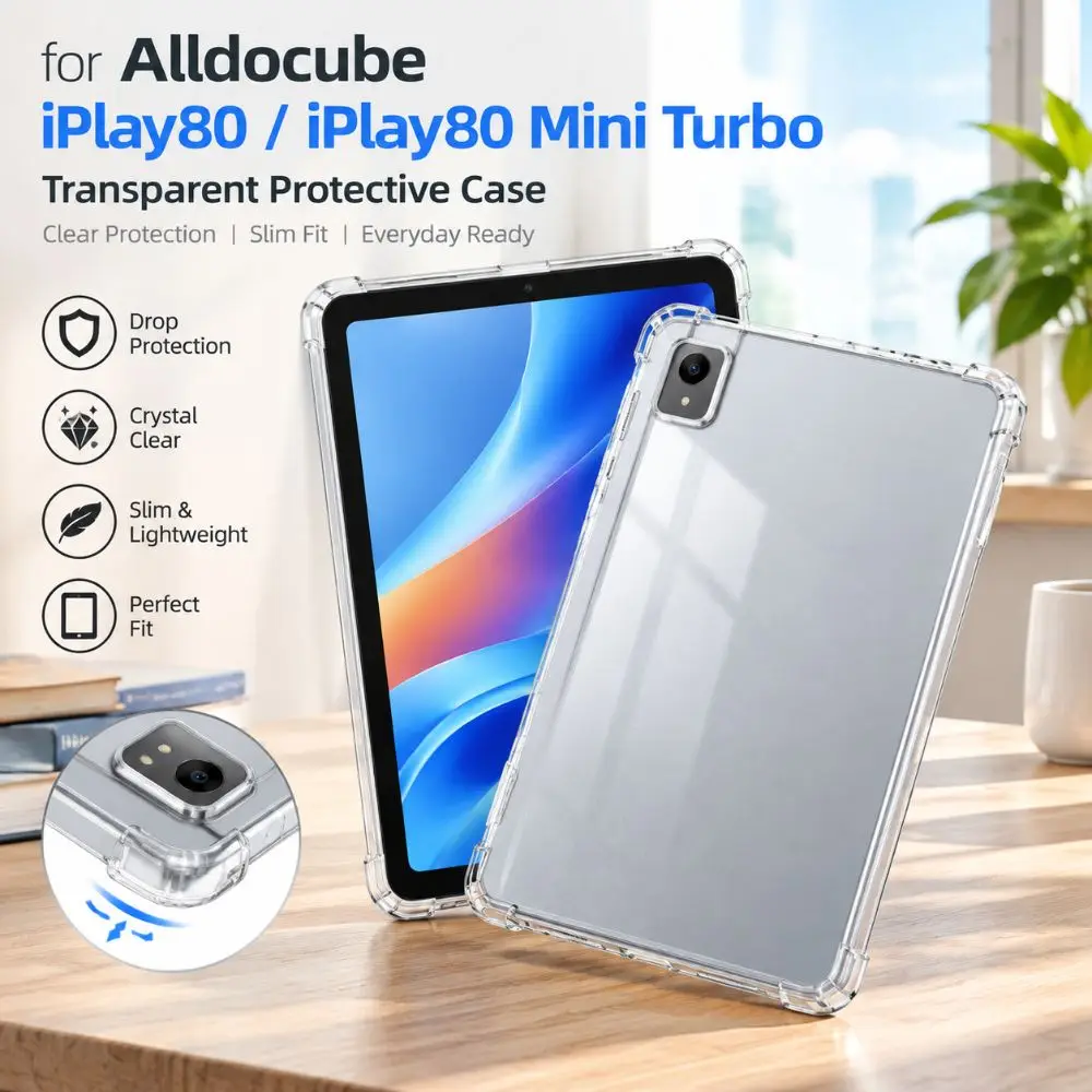 Shockproof Tablet Cover Thin Fit Drop Protection TPU Case Four-Corner Airbag Protective Cover for Alldocube iPlay80