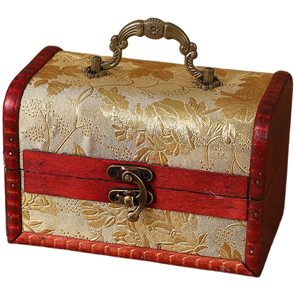 

Деревянный сундук в антикварном стиле с жаккардовыми узорами и ручкой для хранения украшений и мелких предметов