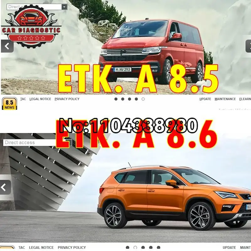 2026 Latest ETK A 8.6 ETK. A 8.5 for A-udi for V-W Auto Repair Software Group Vehicles Electronic Parts Catalog  Multi-Languages