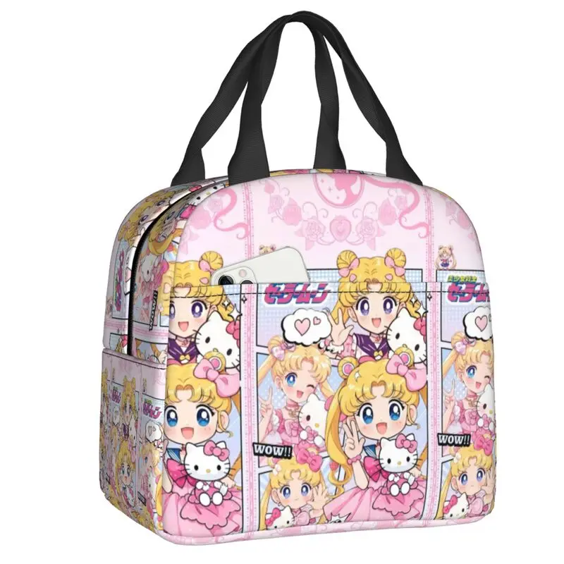 Benutzerdefinierte Sailors Moons Cartoon tragbare Lunchboxen für Damen, wasserdicht, Anime-Thermokühler, isolierte Lunchtasche für Büroarbeit