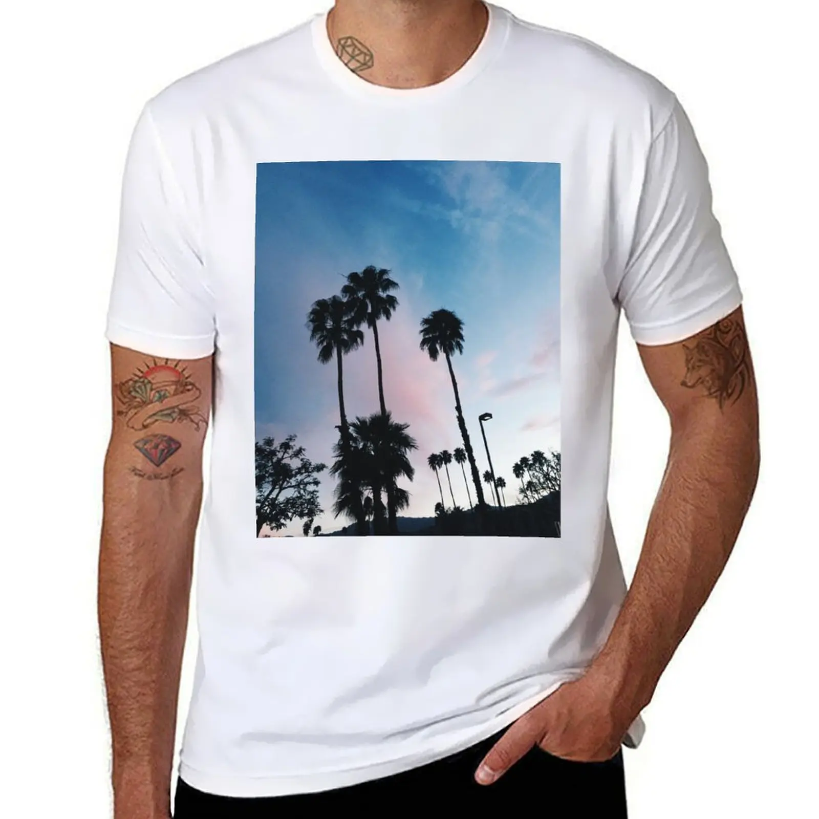 

California Palm Trees T-Shirt cotton t shirts man 100% t shirts for man cotton funny T-Shirt