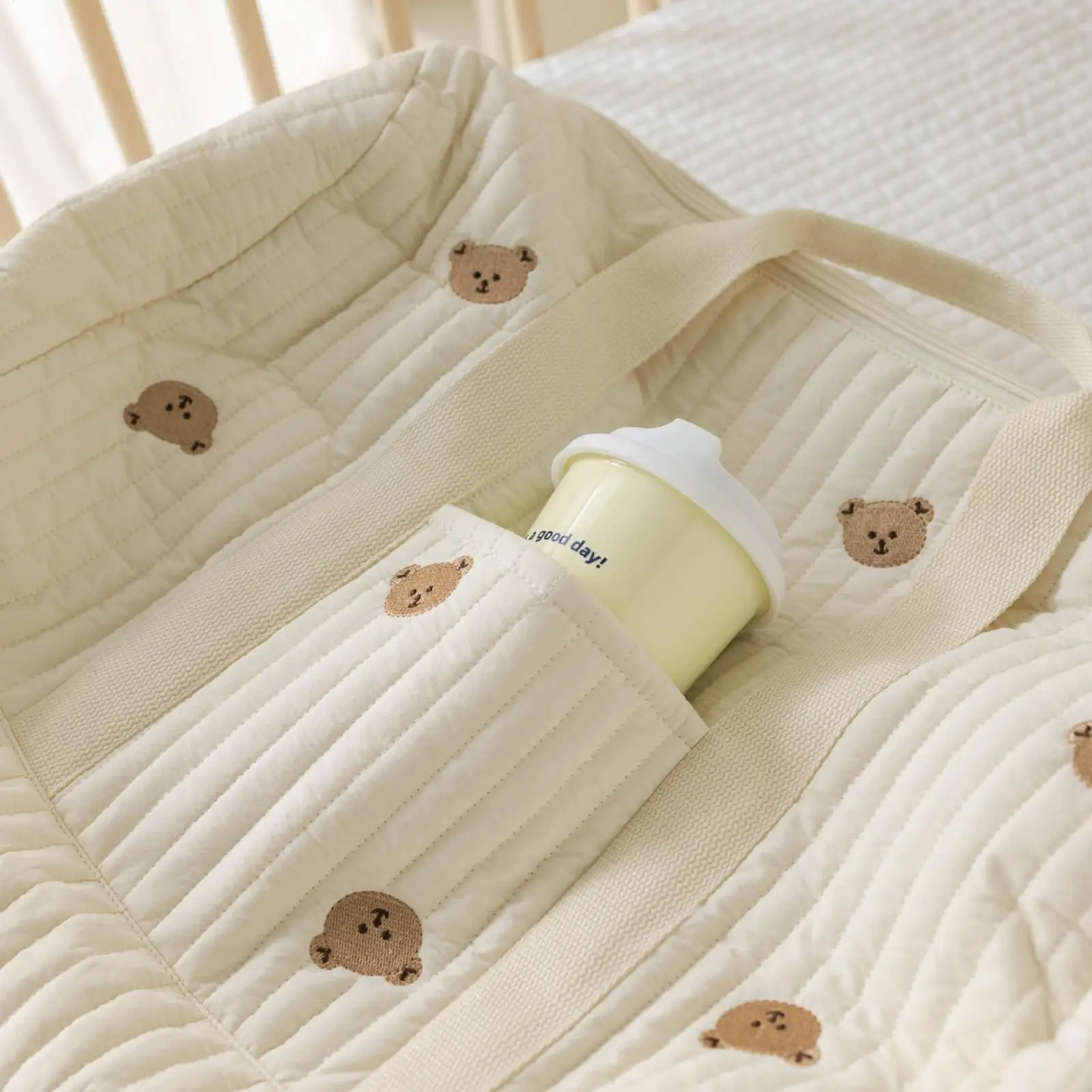 

Сумка для подгузников, большая вместительная сумка-тоут с вышивкой для выходных, больничная сумка для спортзала, работы, школы, парка на открытом воздухе, поездка на покупки