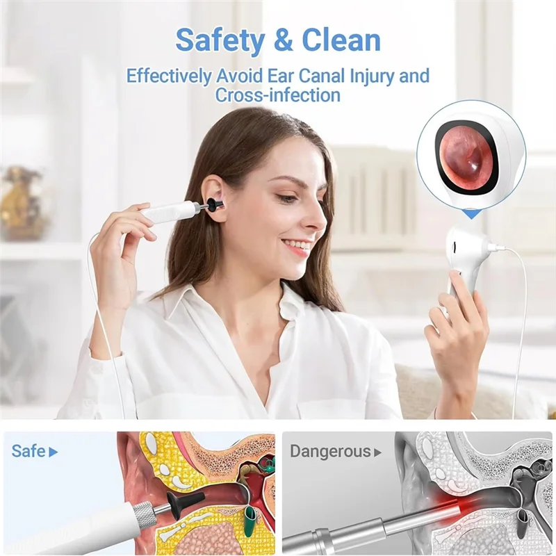 

ABMH-Ear Wax Removal Tool Ear Canal Inspection Instrument 1.45 Inch IPS 720P HD Smart Visual Ear Camera