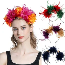 Halloween bohemia Hairband Female Feather Headband Hair Accessories Headdress Party Hair Head Decoration Crown dance headband