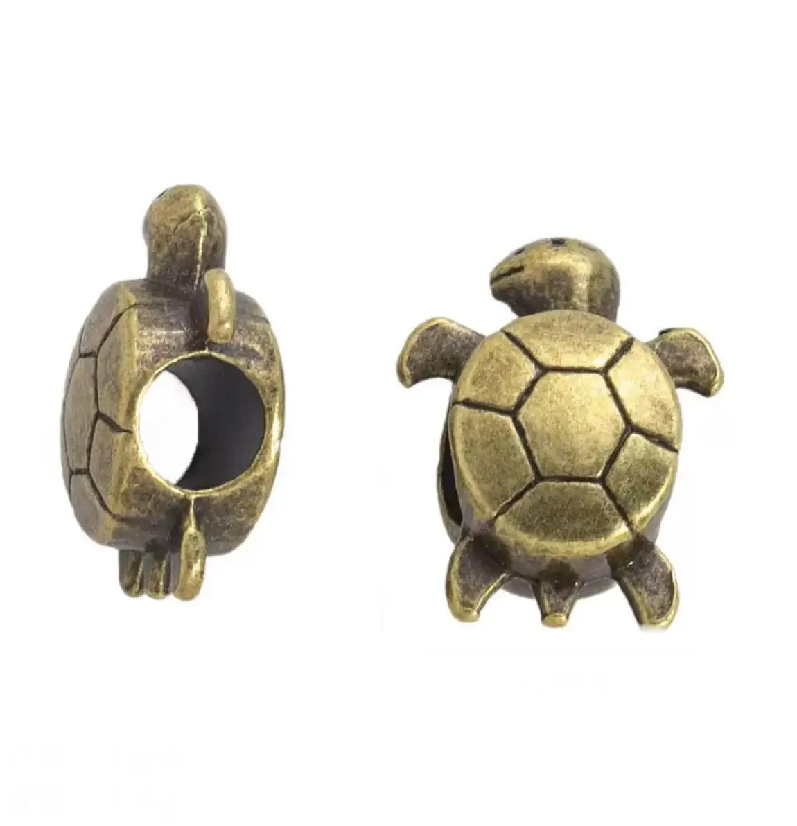 

10pcs 16*13mm, hole 5mm Alloy metal 2sided turtle loose bead for DIY jewelry HWEF0885