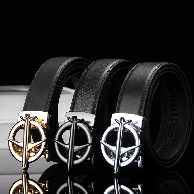 Airplane buckle belt, high-quality men's automatic belt, business belt, ratchet belt, men's belt