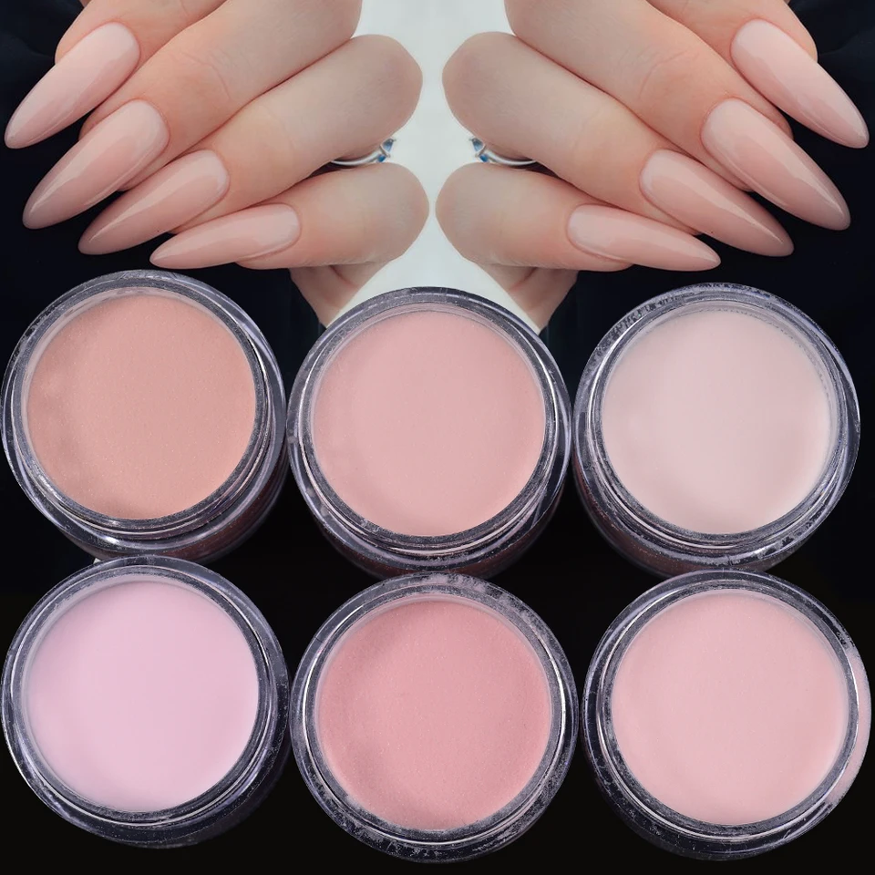 Polvo acrílico para uñas en 6 colores nude/rosa, 7g por frasco, para extensiones francesas, tallado 3D, inmersión y secado rápido 3