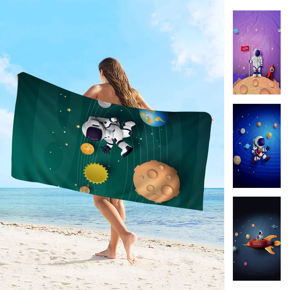 

Cartoon Space Astronaut Rocket Anime Beach Swimming Towel Soft Absorbent Washcloth Children's Gifts For Kids Travel Camping Gym