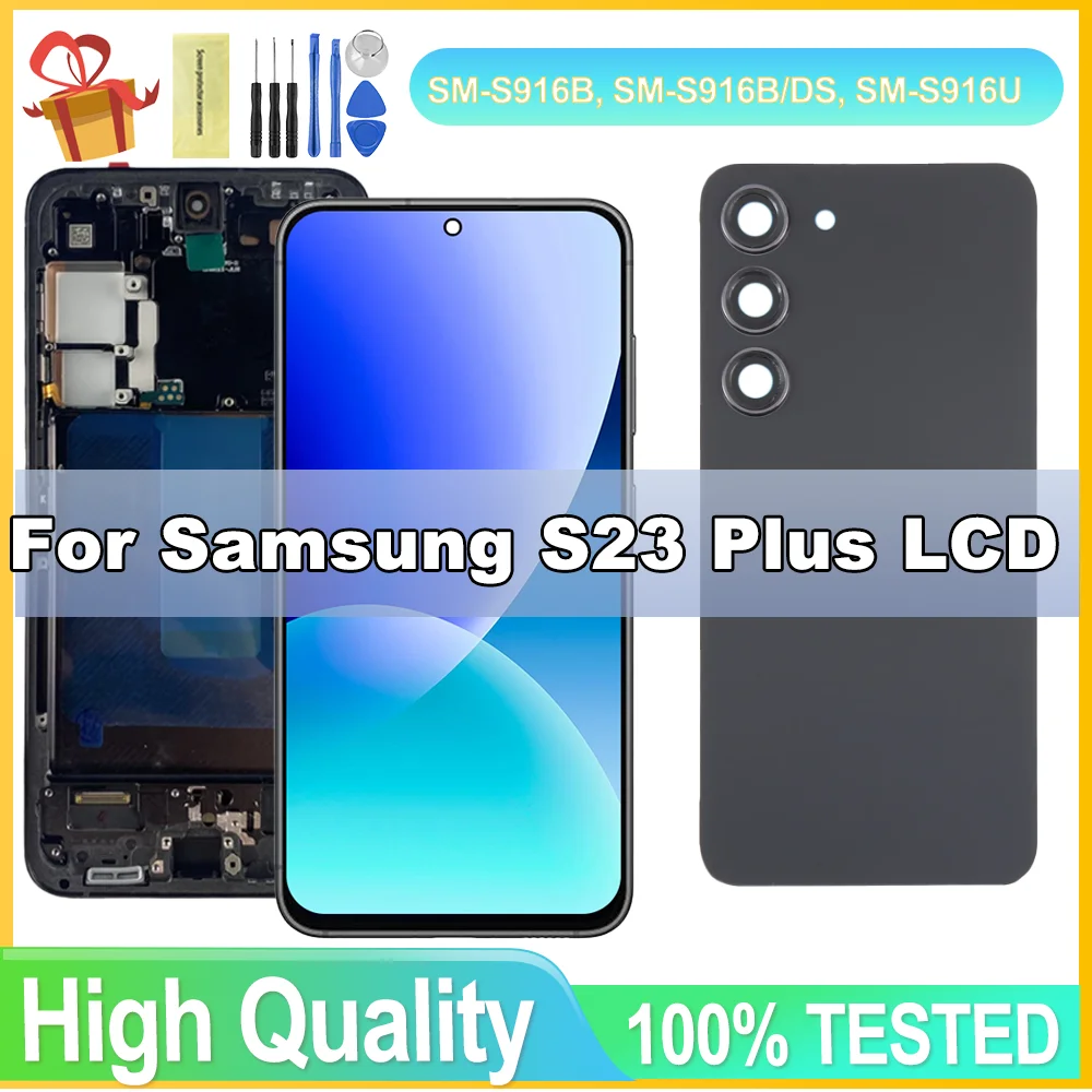 

S23+ 5G LCD For Samsung S23 Plus LCD Display Touch Screen Digitizer For Samsung S23 Plus 5G S916B S916U With Frame 100%Test