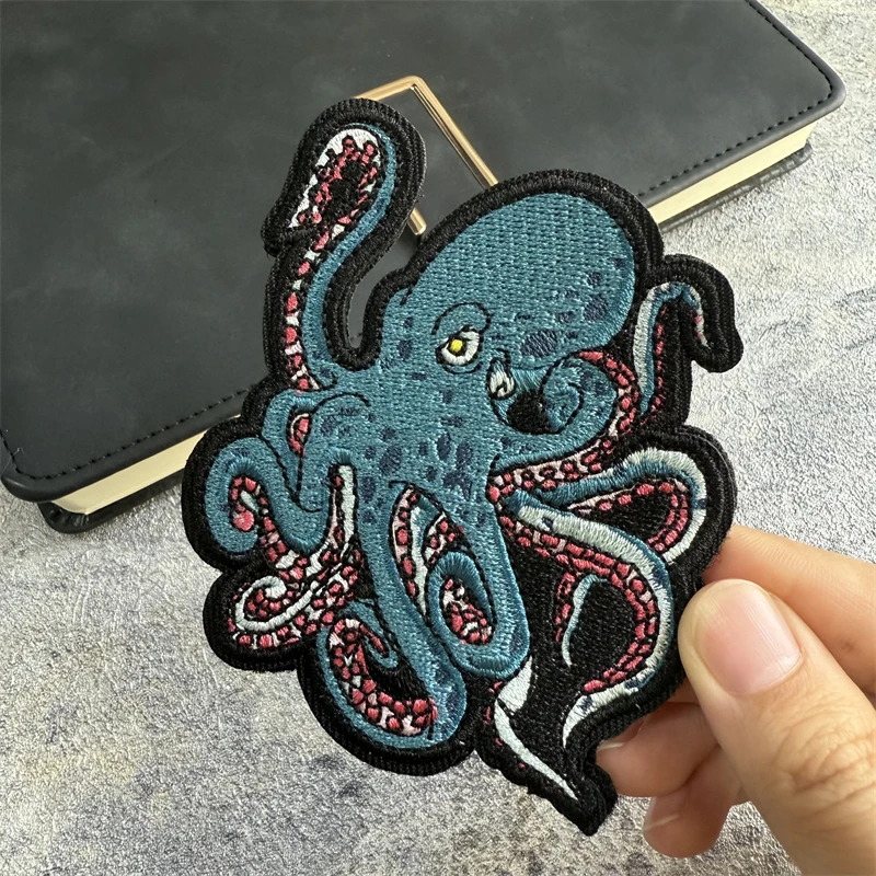 Octopus Embroidered Patch Tactical Morale Badge Hook and Loop Cool Backpack Hat Accessories Stickers