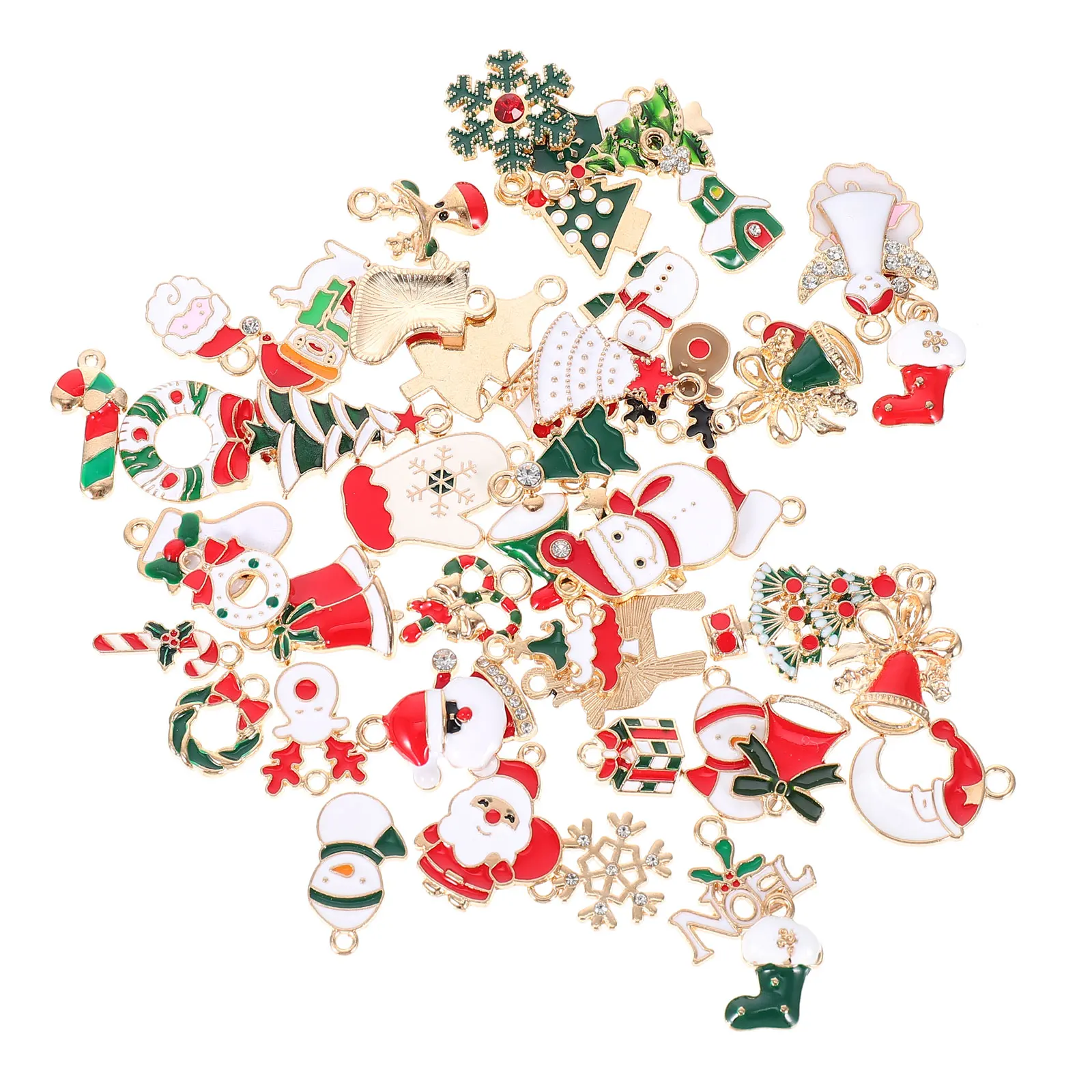 

50 Pcs Alloy Jewelry Accessories Christmas Charms Pendant DIY Earring Necklace Bracelet Supplies Beads Decorations