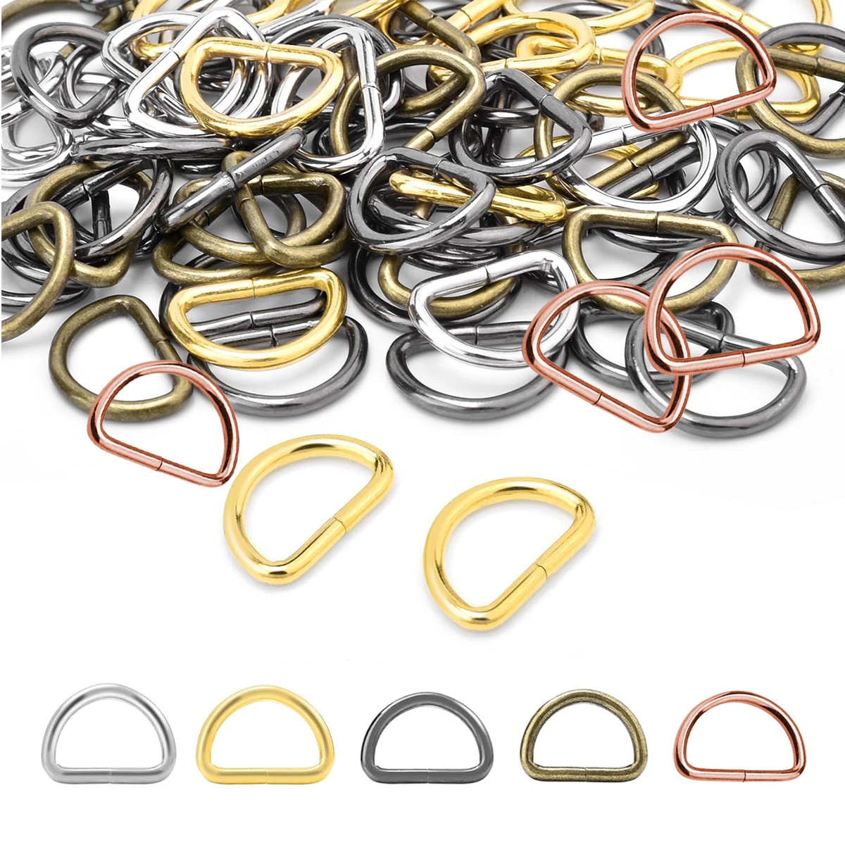 30/60/100 Stück D-Ringe, D-Ring, Metallschnallenriemen, Nähzubehör für Geldbörsen, Taschen, Basteln, Herstellung von Halsbändern, Heimwerkerbedarf