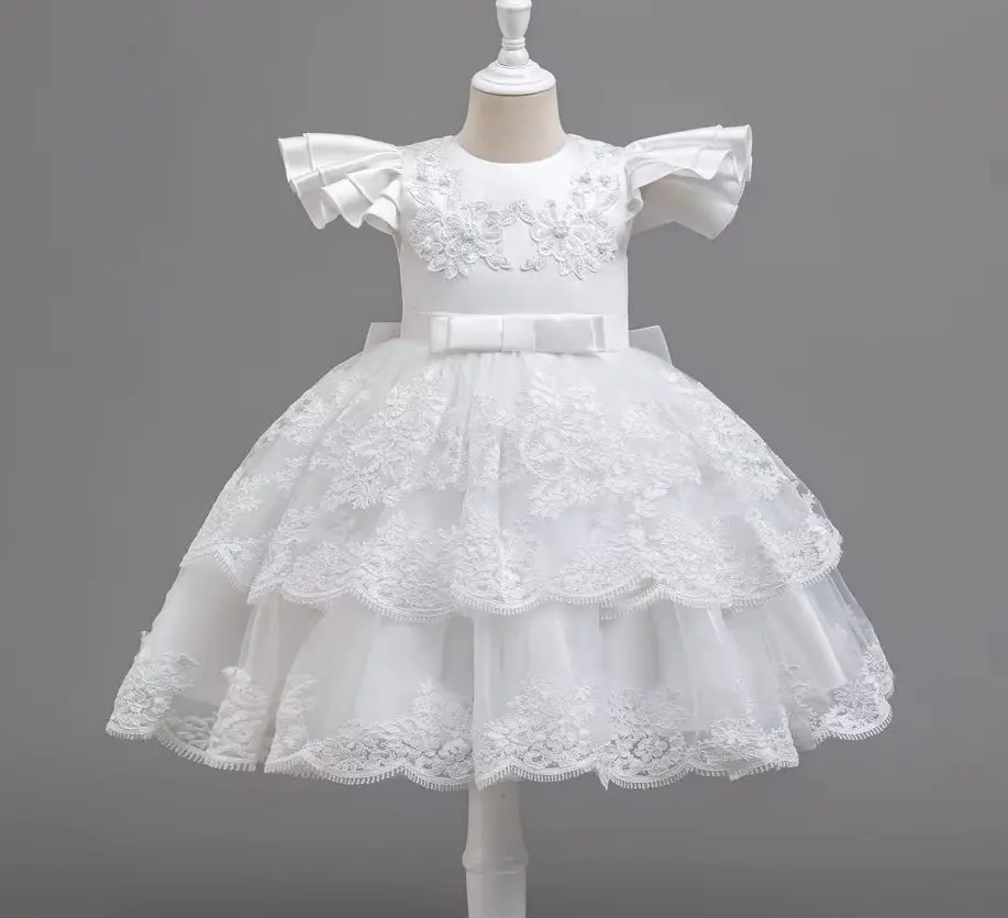 

New Girl Party Dress Embroidery Children Princess Dresses Kid's Festival Clothes Girls' White Clothing