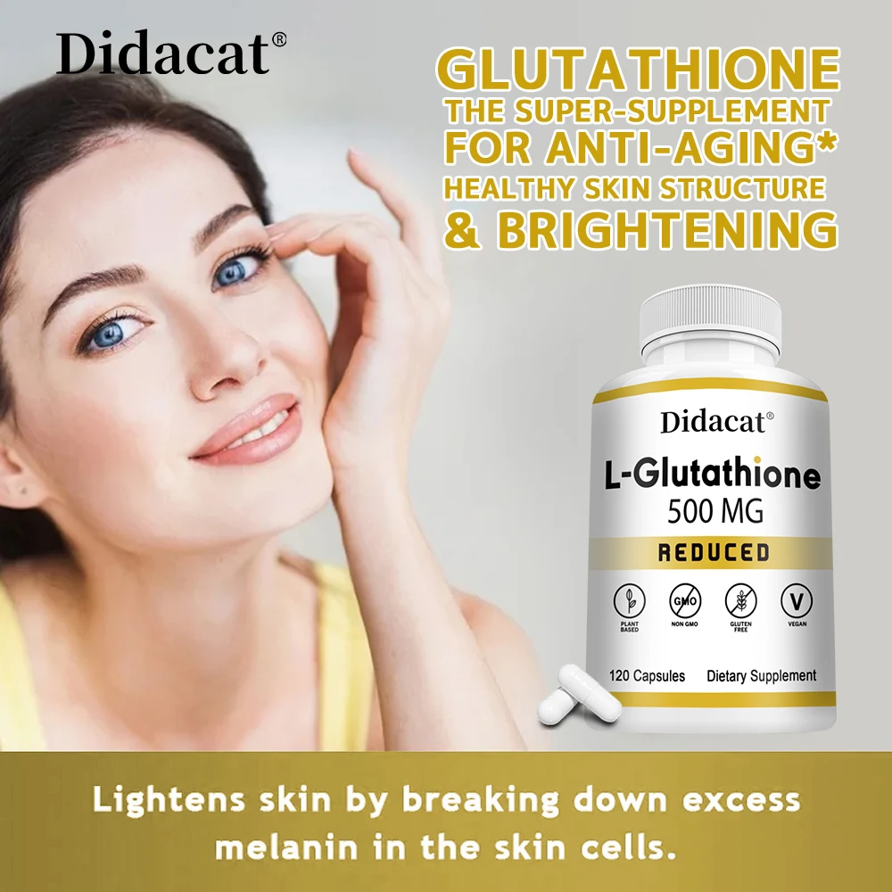 Glutathion-Ergänzungsmittel, L-Glutathion (reduziert), 500 mg, Antioxidans, Leberdetox, Anti-Aging, Verdauungs- und Immungesundheit