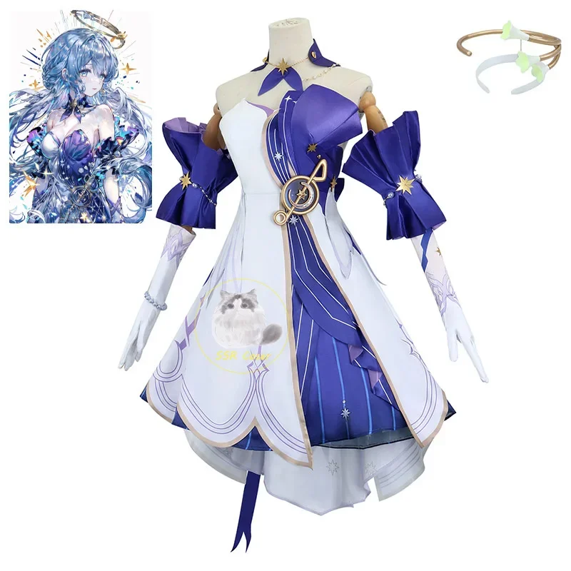 Robin Cosplay Honkai Star Rail Robin Cosplay Costume Uniform 3D Print Dress Wig Women Game Role Play Carnival Party Clothes Girl