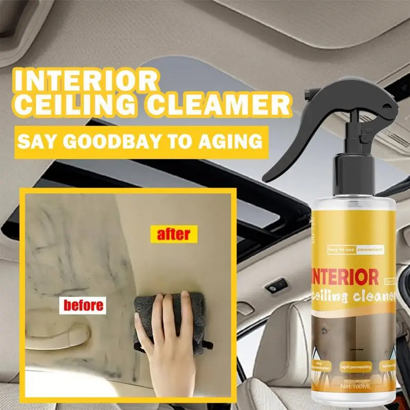 Fabric Cleaner For Car Interior Multipurpose Car Ceiling Cleaner 100ml Fabric Cleaner Spray Solution For Car Stain & Smell