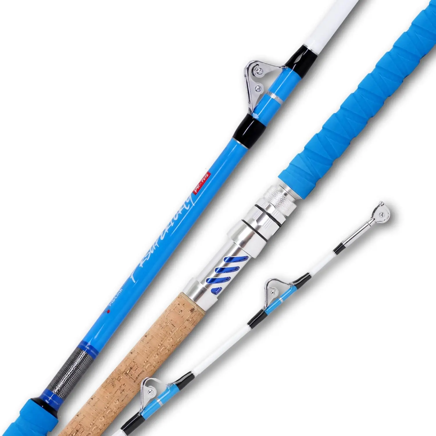 Robust Saltwater Big Game Trolling Rod - Heavy Duty Conventional Boat Standup Deep Sea Fishing Rod with Roller Guides, Available