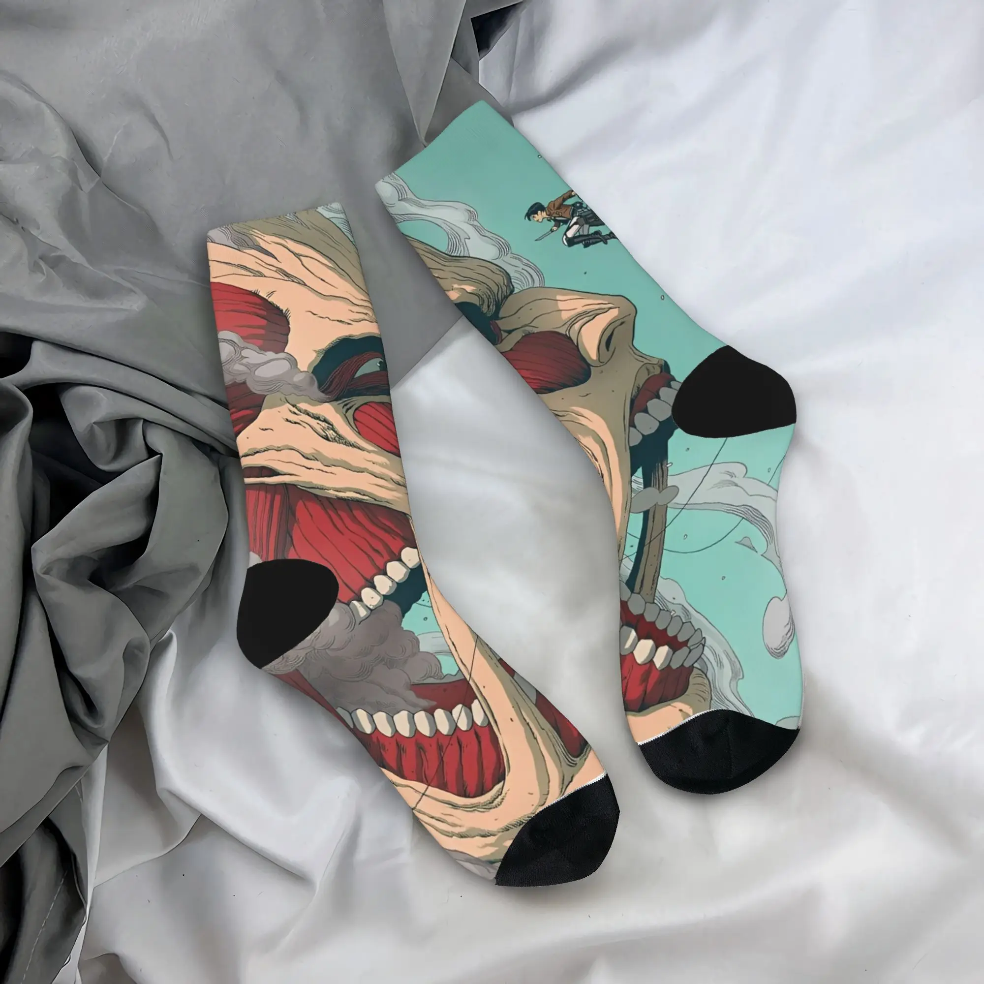 

Attacks on Anime Titans Socks Casual Stockings Winter Non Slip Men Socks Medium Soft Design Running Sports Socks