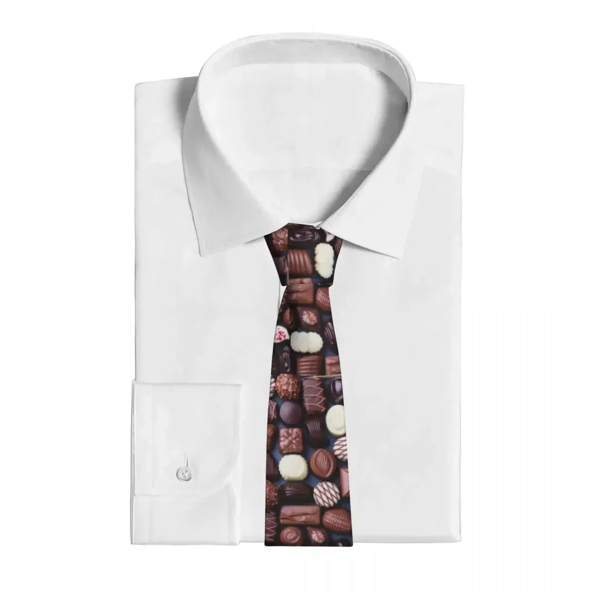 Chocolate Necktie Men Silk Polyester 8 cm Classic Dessert Foodie Neck Tie for  Suits Accessories Gravatas Office