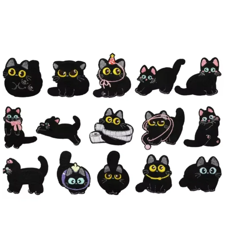 

Cartoon Cat Embroidery 1/10Pcs Cloth Sticker Kitten Heat Transfer Clothes Decoration Patch Sticker Computer Embroidery Label
