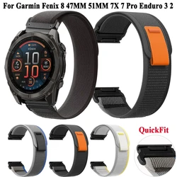 Fenix 8 47mm 51mm Sport Loop Nylon 26/22mm Watchband For Garmin Fenix 6X 6 Pro 5X 5 Plus 7X 7 Strap Enduro 3 2 Quickfit Bracelet