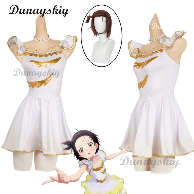 Anime Medalist Yuitsuka Inori Cosplay Dress Costume Pantyhose Outfits Wig Halloween Carnival Women Female White Skirt Party Suit