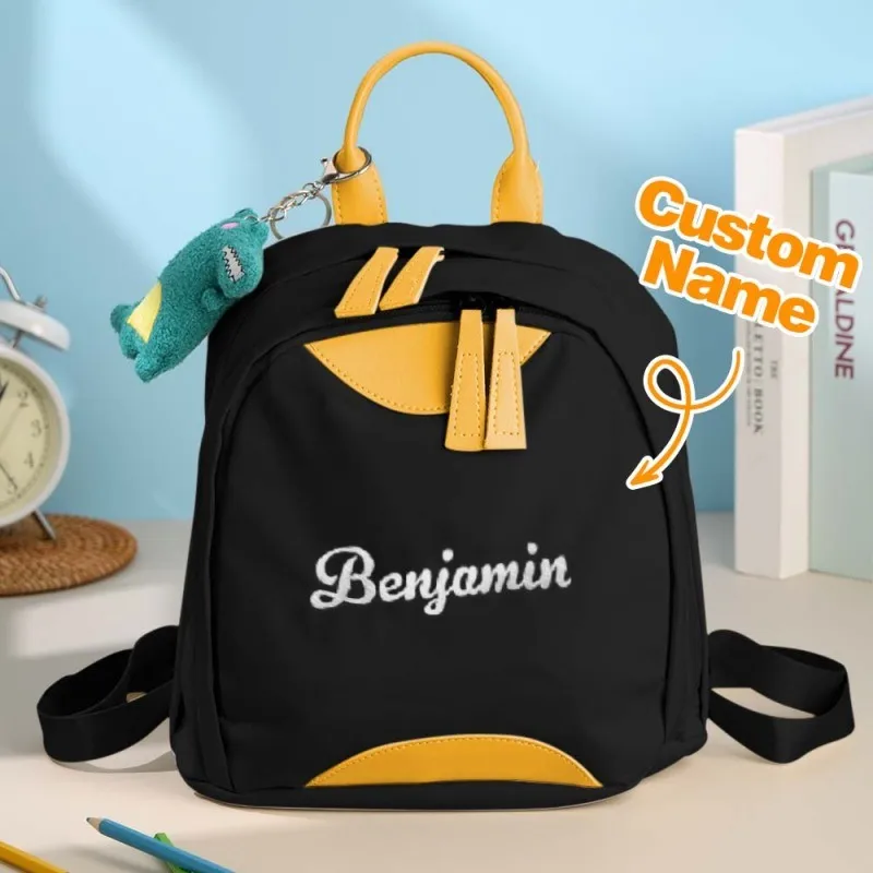 Customized Embroidered Name Lightweight Backpack Personalized New Color Blocking Student Backpack Cute Girl's Class Schoolbag