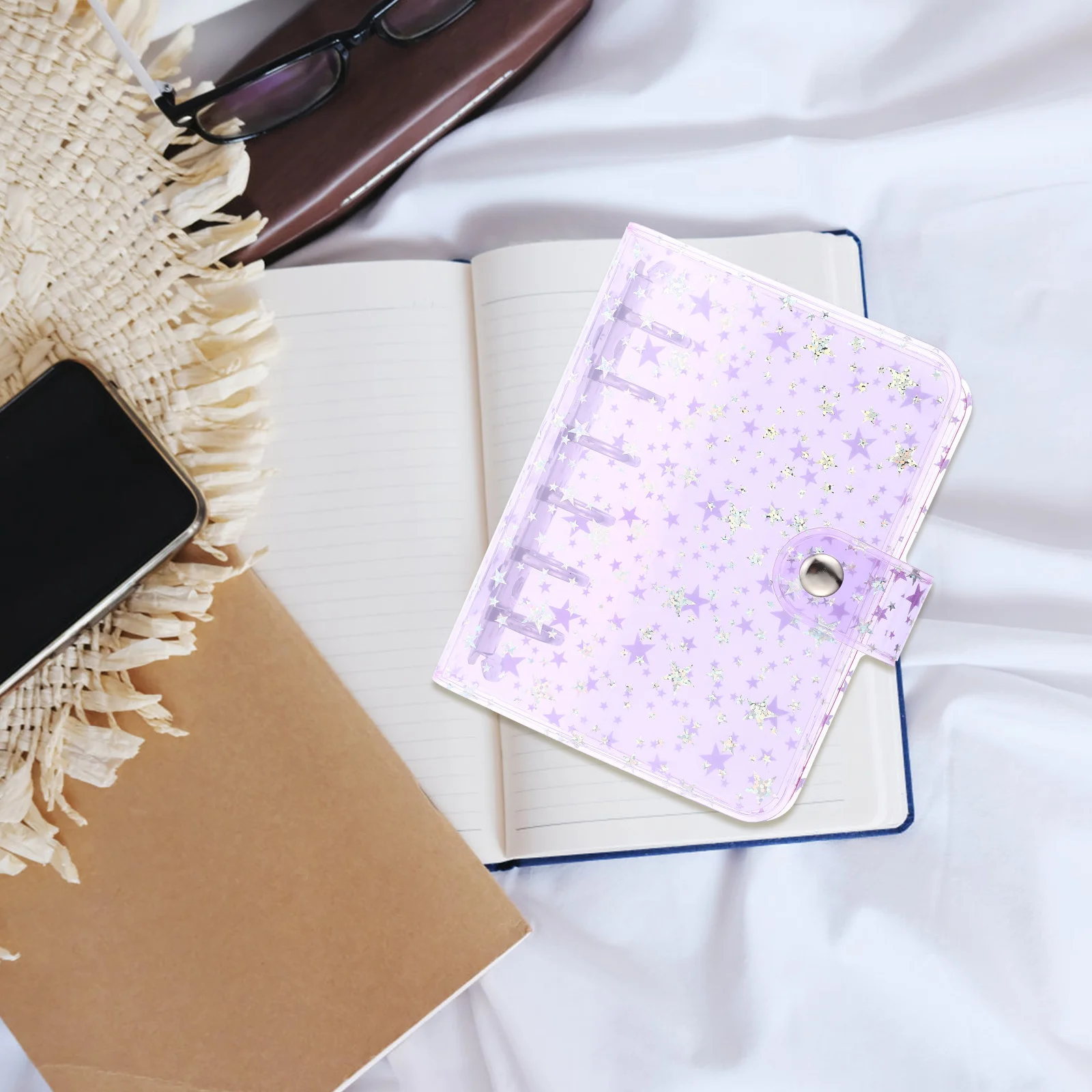 A7 واضح 6 حلقة الموثق فضفاضة ورقة غطاء للكمبيوتر الدفتري لمجلة المفكرة مخطط حامي المحمولة مذكرات حالة سجل القصاصات قذيفة