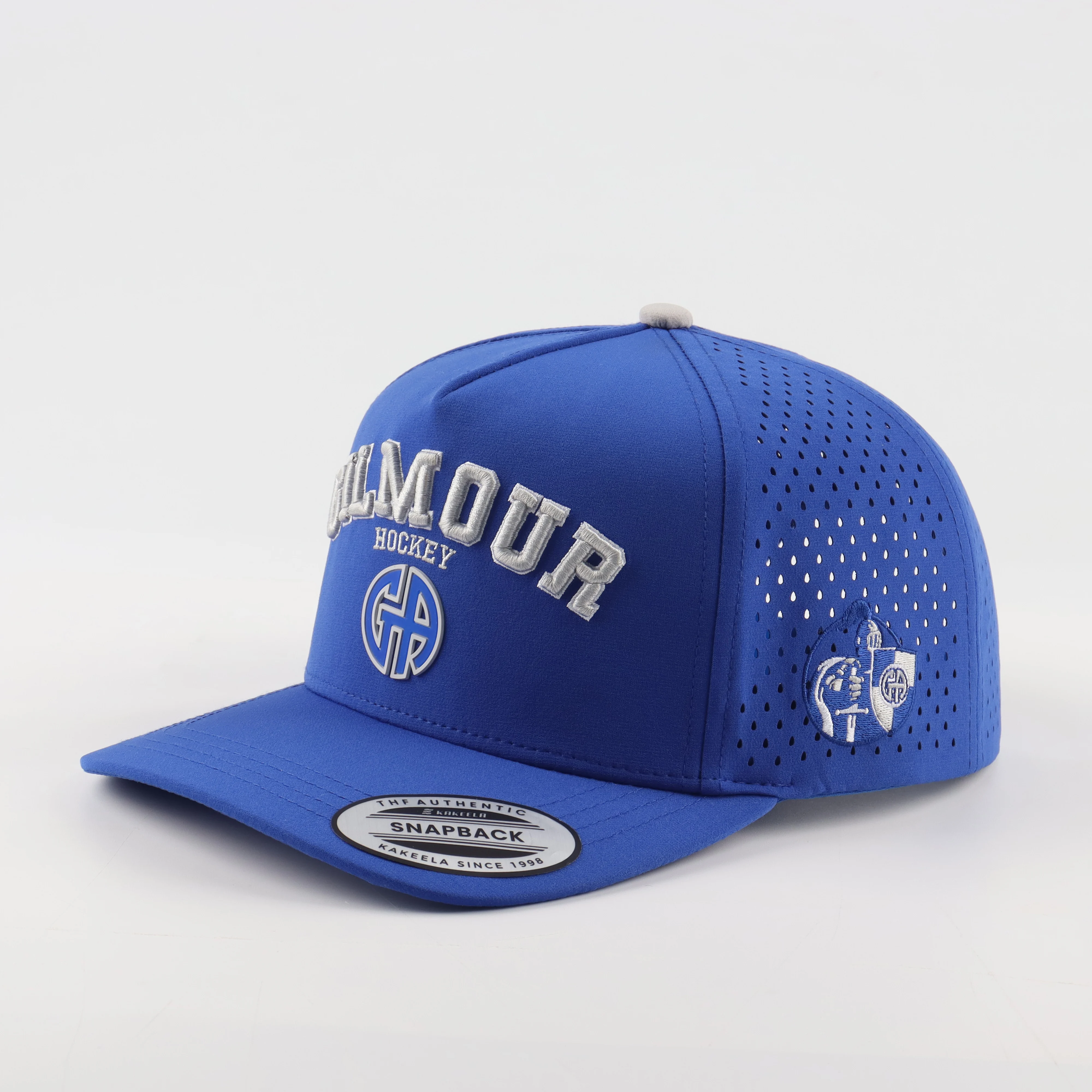 Picture 5: Oem Custom High Quality Men Women White Laser Cut Hole Perforated Dad Hat,5 Panel Curved Brim Woven Patch Logo Rope Baseball Cap