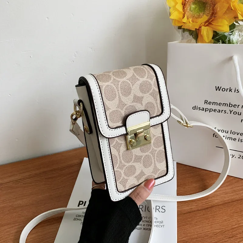 Vintage Printed Vertical Phone Crossbody Bag for Women, Single-shoulder Mini Phone Pouch, Daily Outdoor Mini Shoulder Bag