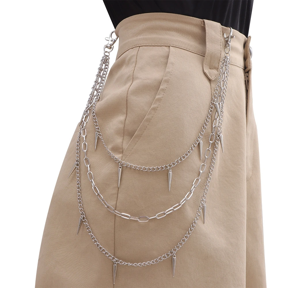 Vintage Long Metal Rock punk Trousers Hipster Pants chain Jean chain Keychain Ring Clip Tassel Keychains Man Women Accessory