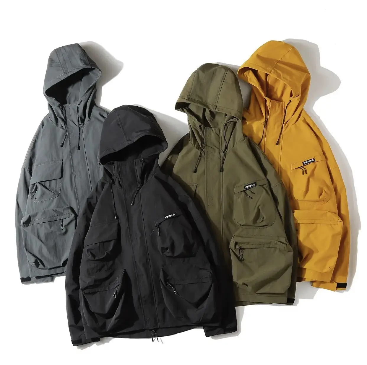 

Autumn Winter Outdoor Windproof Waterproof Multi-ket Functional Loose Large Size Workwear Hooded Jaet Raincoat Coat