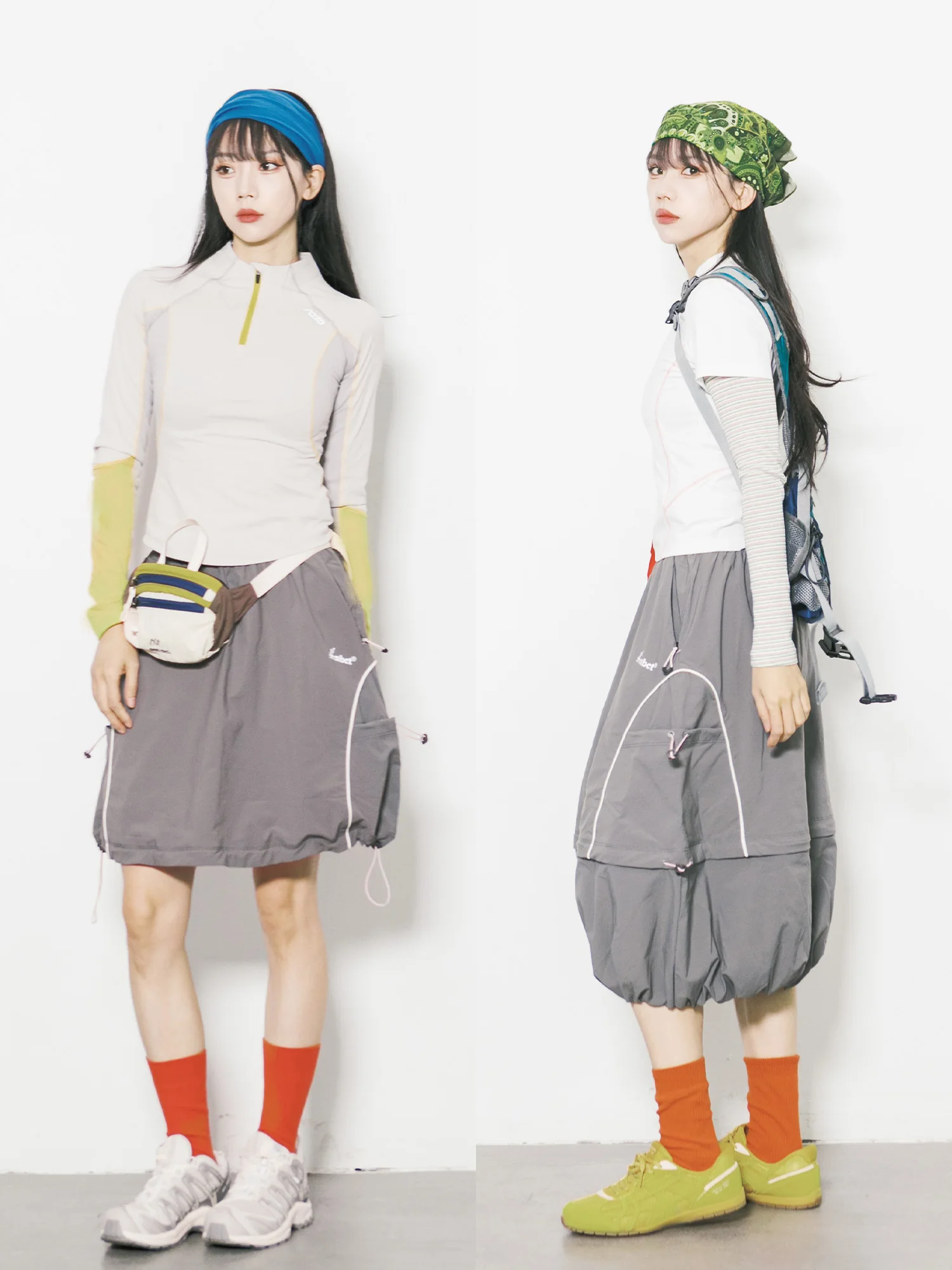 Outdoor Sporty Loose A-Line Midi Skirt Women's Half-length Multi-pocket Quick-dry Two-piece Detachable City Outdoor Style