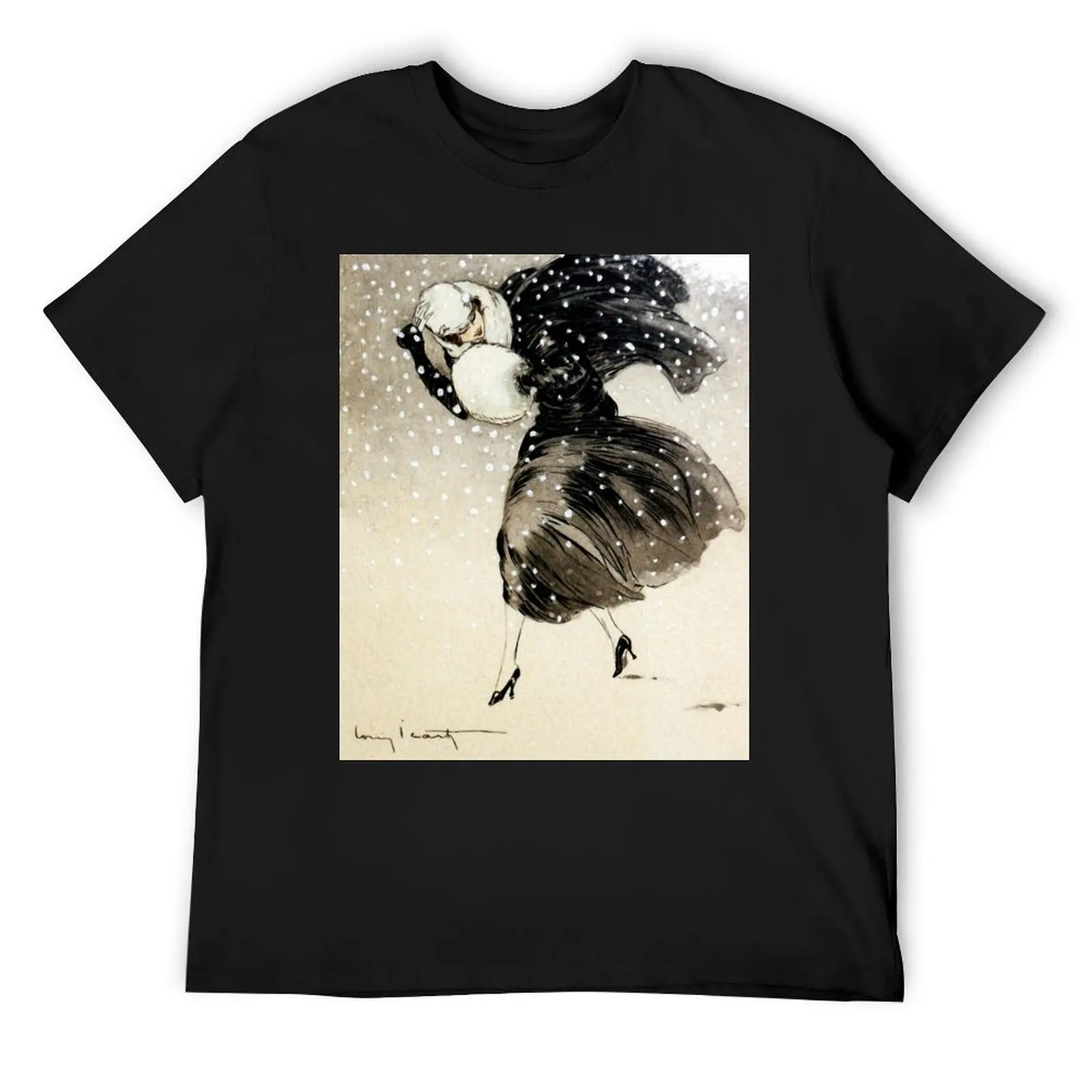 French Art Deco fashion art, Woman In a Snow Storm T-Shirt cheap stuff tees cute clothes baggy shirts mens plain t shirts