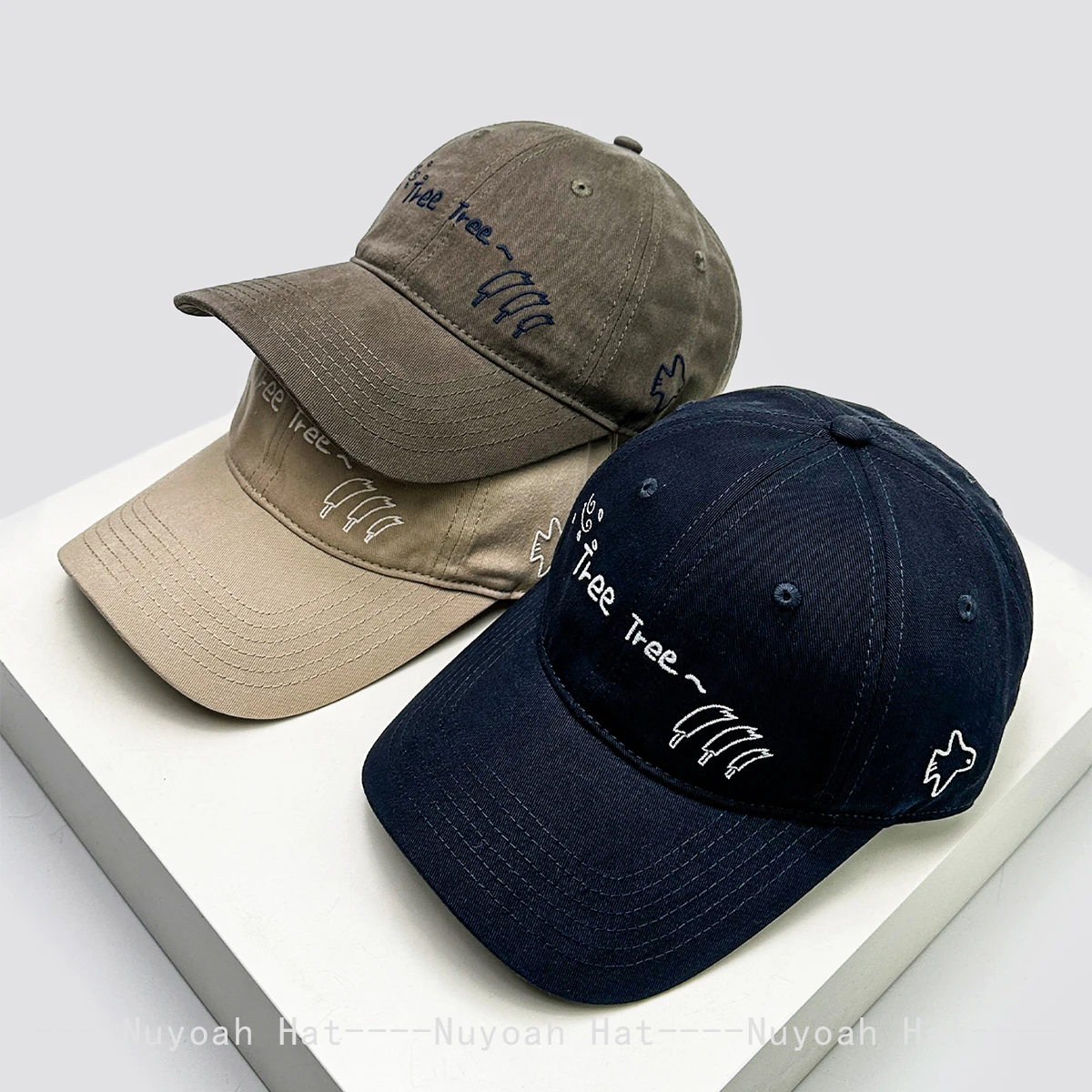 

New Men Women Korean Cartoon Embroidered Tree Letters Baseball Hats Sunshade Casual Versatile ins Peaked Caps Fashion Outdoor