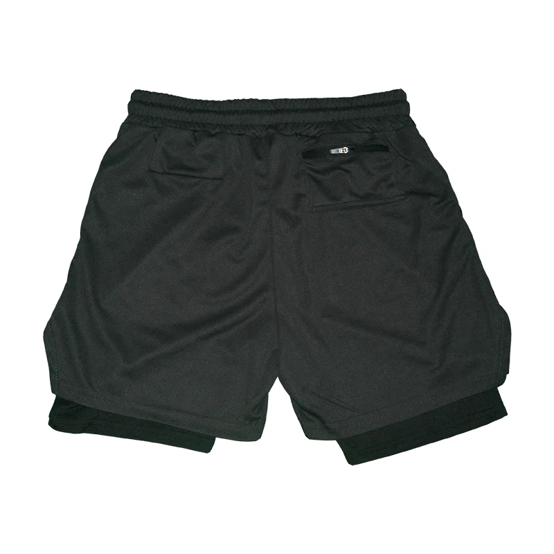 Shorts masculinos de compressão Double Deck, shorts performance, ginásio, fitness, treino, secagem rápida, treino, jogging, verão, 2 em 1