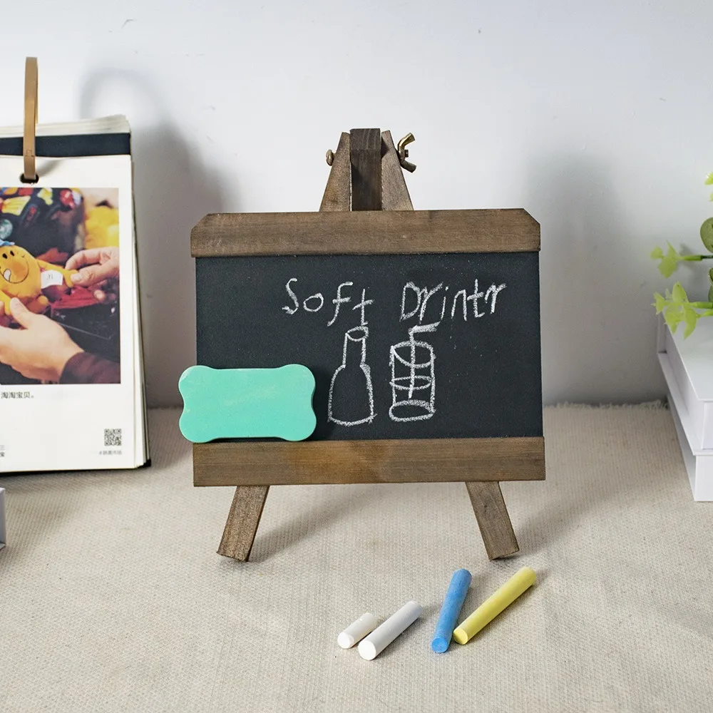 Mini Retro Bar Chalkboard Collapsible Multi-Function Small Wooden Blackboard Writing Board Nordic Style Message Board Child-Safe