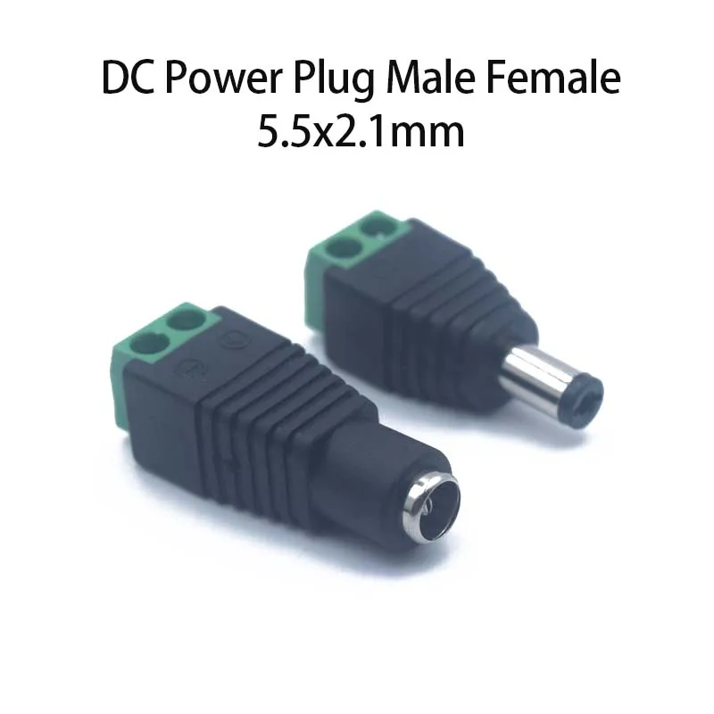 DC Terminal Connector Male and Female 2pin DC Power Plug Adapter 5.5 x 2.1mm Jack Connector Plug For LED Strip CCTV Camera