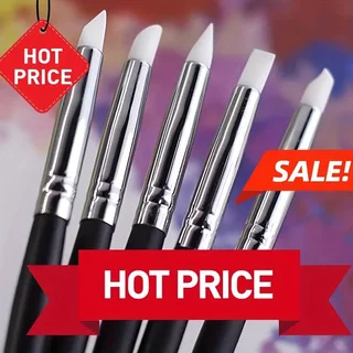 Silicone Rubber Tip Paint Brushes Set of 5, Polymer Clay Sculpting Tools, Durable Art Supplies for Watercolor, Oil Painting, Cra