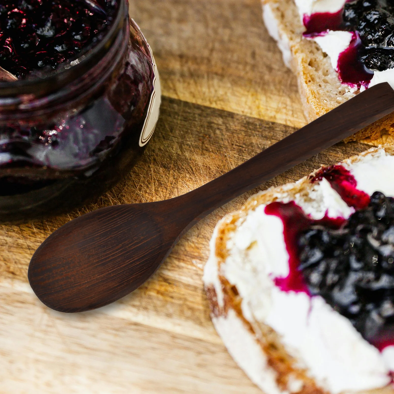 

2Pcs Wooden Soup Spoons Large Capacity Stirring Spoon Multipurpose Kitchen Utensils for Honey Jam Seasoning Reusable