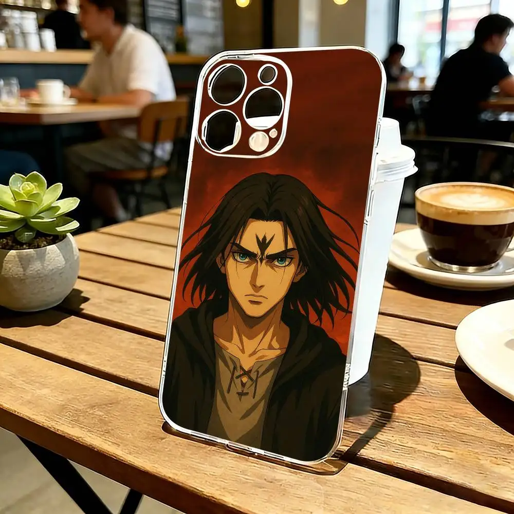 

Attack on Titan E-Eren y-Yeager Phone Case Transparent Silicone Soft For iPhone 17 16 15 14 13 12 11 Mini Pro Max Plus