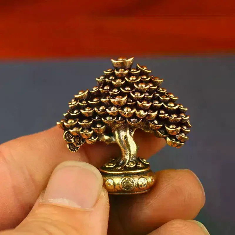 Brass Fortune Tree Ornaments Potted Tree Ingot Tree Retro Brass Ornaments Living Room Office Desktop Sculpture