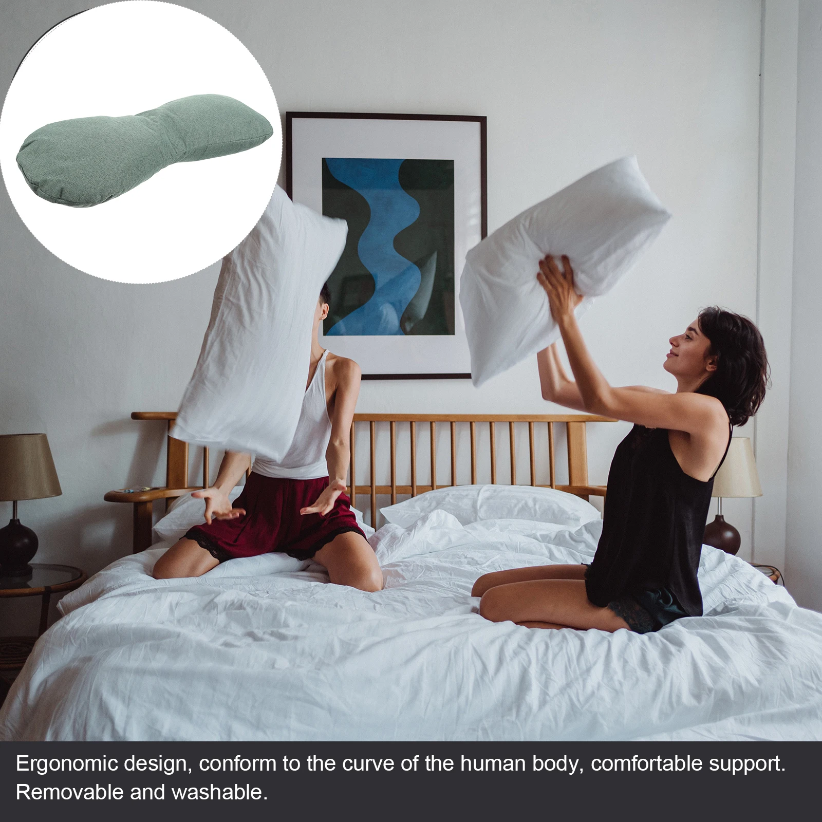 

Ergonomic Wormwood Pillow for Neck Support Cooling Linen Cervical Roll Pillows Summer Bed Green Flax Bone Shaped Anti Fatigue