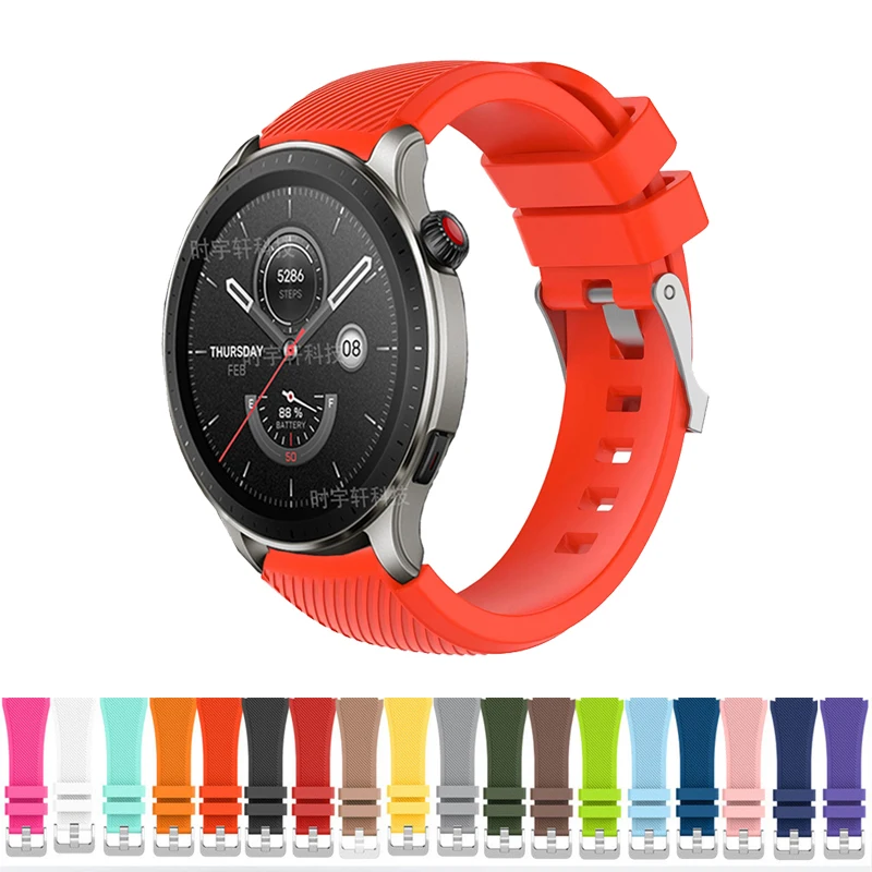 For Amazfit GTR 4 Smartwatch Strap 22mm Sport Silicone Bracelet For Amazfit GTR 3 Pro/2 2E/47mm/Bip 5/Pace/Stratos 3 2S 2 Band